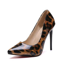 Cargar imagen en el visor de la galería, HOT Plus Size 34-44 Shadow Women Shoes Pointed Toe Pumps Patent Leather Dress High Heels Boat Wedding Zapatos Mujer Leopard 10CM