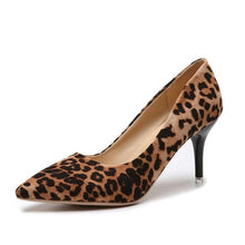 Cargar imagen en el visor de la galería, HOT Plus Size 34-44 Shadow Women Shoes Pointed Toe Pumps Patent Leather Dress High Heels Boat Wedding Zapatos Mujer Leopard 10CM