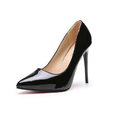 Cargar imagen en el visor de la galería, HOT Plus Size 34-44 Shadow Women Shoes Pointed Toe Pumps Patent Leather Dress High Heels Boat Wedding Zapatos Mujer Leopard 10CM