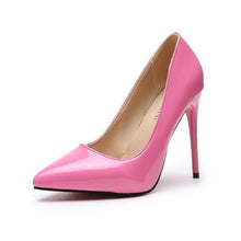 Cargar imagen en el visor de la galería, HOT Plus Size 34-44 Shadow Women Shoes Pointed Toe Pumps Patent Leather Dress High Heels Boat Wedding Zapatos Mujer Leopard 10CM
