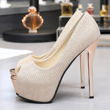 Cargar imagen en el visor de la galería, Sexy High Heels Party Pumps Women Shoes High Heel Platform Wedding Shoes Bride Pumps Peep Toe Stiletto Heels tacones mujer