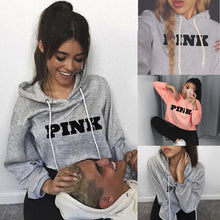 Cargar imagen en el visor de la galería, Letter pink Hoodies Sweatshirts 2019 Women Casual Kawaii Harajuku Fashion Punk for Girls Clothing European Tops Korean