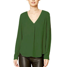 Cargar imagen en el visor de la galería, Women  V Neck Shirts Casual wild Long Sleeve Chiffon Tops V-Neck Office Style
