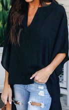 Cargar imagen en el visor de la galería, Hot 2019 Women Blouses Summer Elegant Irregular V-Neck Chiffon soft Tunic Casual Solid breathable Half batwing sleeve Top Shirts