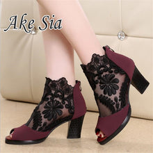 Cargar imagen en el visor de la galería, Summer mesh Peep Toe sandals sexy heels single shoes women shoes in Europe and America 2018 spring and summer gauze mujer