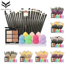 Cargar imagen en el visor de la galería, makeup brushes Set 6 Colors Concealer Palette maquiagem Puff 20 brushes Face Contour Cosmetic Make Up Tools Brushes for make-up