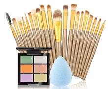 Cargar imagen en el visor de la galería, makeup brushes Set 6 Colors Concealer Palette maquiagem Puff 20 brushes Face Contour Cosmetic Make Up Tools Brushes for make-up