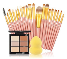 Cargar imagen en el visor de la galería, makeup brushes Set 6 Colors Concealer Palette maquiagem Puff 20 brushes Face Contour Cosmetic Make Up Tools Brushes for make-up