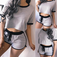 Cargar imagen en el visor de la galería, Hirigin 2 Piece Set Women Clothes 2019 Casual Crop Top Sexy Sleepwear Set Drawstring Fashion Women Nightwear Homewear Clothes