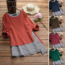 Cargar imagen en el visor de la galería, Plus Size Womens Boho Long Sleeve V-Neck Tops Ladies Beach Casual Shirts