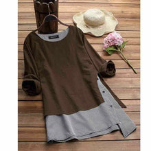 Cargar imagen en el visor de la galería, Plus Size Womens Boho Long Sleeve V-Neck Tops Ladies Beach Casual Shirts