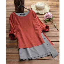 Cargar imagen en el visor de la galería, Plus Size Womens Boho Long Sleeve V-Neck Tops Ladies Beach Casual Shirts
