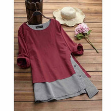Cargar imagen en el visor de la galería, Plus Size Womens Boho Long Sleeve V-Neck Tops Ladies Beach Casual Shirts