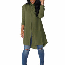 Cargar imagen en el visor de la galería, SAGACE Women's lapel long shirt top 2019 new Autumn Winter Lapel Long Sleeve Loose Big Size Long Shirt Women Fashion