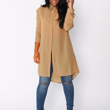 Cargar imagen en el visor de la galería, SAGACE Women's lapel long shirt top 2019 new Autumn Winter Lapel Long Sleeve Loose Big Size Long Shirt Women Fashion