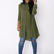 Cargar imagen en el visor de la galería, SAGACE Women's lapel long shirt top 2019 new Autumn Winter Lapel Long Sleeve Loose Big Size Long Shirt Women Fashion