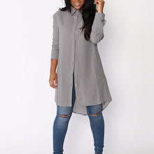 Cargar imagen en el visor de la galería, SAGACE Women's lapel long shirt top 2019 new Autumn Winter Lapel Long Sleeve Loose Big Size Long Shirt Women Fashion