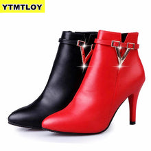 Cargar imagen en el visor de la galería, HOT Autumn Stiletto Thin High Heels Zipper Style Sexy Womens Boots Bota Feminina  Pointed Toe Faux Leather Green  Ankle Boot