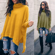 Cargar imagen en el visor de la galería, knitted sweater women long sweater for female winter women's sweater long sleeve pullover long loose turtleneck S M L XL