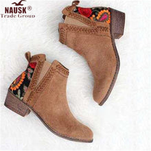 Cargar imagen en el visor de la galería, NAUSK 2019 Print Ankle Boots Women Autumn Winter Female Slip On Women Causal Ankle Boots Platform Shoes Woman Flats Plus size