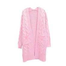 Cargar imagen en el visor de la galería, Women Cardigan Knitted Coat Long Sleeve With Pocket Long Pull Femme Solid Crochet Knitting Autumn Winter Fashion Sweater