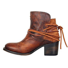 Cargar imagen en el visor de la galería, LZJ 2019 Women Ankle Boots Block High Heels Botas Zapatos Mujer Retro Leather Winter Shoes Plus Size Booties Cowboy Boots 35-43