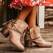 Cargar imagen en el visor de la galería, LZJ 2019 Women Ankle Boots Block High Heels Botas Zapatos Mujer Retro Leather Winter Shoes Plus Size Booties Cowboy Boots 35-43
