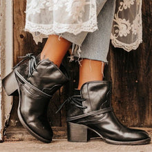 Cargar imagen en el visor de la galería, LZJ 2019 Women Ankle Boots Block High Heels Botas Zapatos Mujer Retro Leather Winter Shoes Plus Size Booties Cowboy Boots 35-43