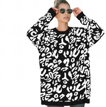 Cargar imagen en el visor de la galería, sweater women long women's sweater long sleeve o-neck leopard long sweaters for female knitted winter pullover S M L XL