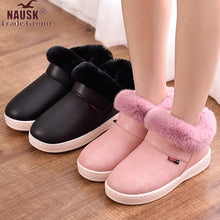 Cargar imagen en el visor de la galería, NAUSK Women Boots Waterproof Winter Warm Fur Ankle Boots Couple House Thick Soled Warm Cotton Shoes Woman Botas Mujer Zapatos
