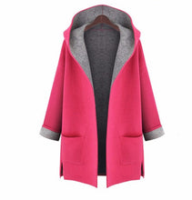 Cargar imagen en el visor de la galería, Lugentolo Women's Windbreaker New Extra Large Loose Ultra-thin Stitching Large Size Hooded Cardigan Wool Windbreaker Fat MM