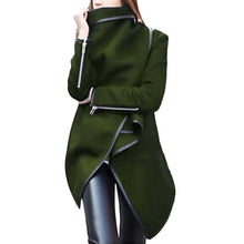Cargar imagen en el visor de la galería, Woman Jackets Winter 2019 Feminine Coat Warm Irregular Bow Zippers Sleeve Long Warm Coat Wool Jacket Parka Windbreaker Plus Size