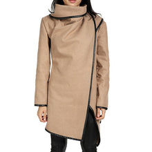 Cargar imagen en el visor de la galería, Woman Jackets Winter 2019 Feminine Coat Warm Irregular Bow Zippers Sleeve Long Warm Coat Wool Jacket Parka Windbreaker Plus Size