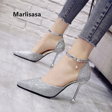 Cargar imagen en el visor de la galería, Marlisasa Women Cute Pointed Toe Golden High Heel Shoes Lady Casual Comfortable Party Shoes Sexy Wedding Silver Pumps G5452