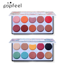Cargar imagen en el visor de la galería, POPFEEL 10 Color Smokey Eye Makeup Eyeshadow Makeup Pallete Eye Shadow Nude Powder+Glitter Face Blush Pallete Lasting Makeup Set