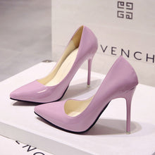 Cargar imagen en el visor de la galería, Plus Size 34-44 Hot Women Shoes Pointed Toe Pumps Patent Leather Dress High Heels Boat Wedding Zapatos Mujer Blue Wine Red