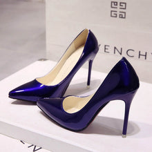 Cargar imagen en el visor de la galería, Plus Size 34-44 Hot Women Shoes Pointed Toe Pumps Patent Leather Dress High Heels Boat Wedding Zapatos Mujer Blue Wine Red