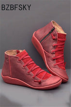 Cargar imagen en el visor de la galería, New Autumn Winter Retro Punk Women Boots Fashion Genuine Leather Ankle Boots Zapatos De Mujer Wram Botas Mujer