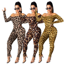 Cargar imagen en el visor de la galería, long sleeve jumpsuit women rompers print leopard Casual Rompers female winter jumpsuits sexy club