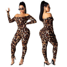 Cargar imagen en el visor de la galería, long sleeve jumpsuit women rompers print leopard Casual Rompers female winter jumpsuits sexy club