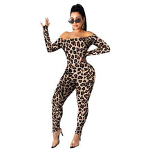 Cargar imagen en el visor de la galería, long sleeve jumpsuit women rompers print leopard Casual Rompers female winter jumpsuits sexy club