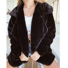 Cargar imagen en el visor de la galería, New Women Warm Autumn Fleece Fur Coat Overcoat Outwear Turn Down Collar Cardigan Loose Coats Plus Size