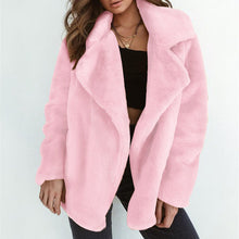 Cargar imagen en el visor de la galería, New Women Warm Autumn Fleece Fur Coat Overcoat Outwear Turn Down Collar Cardigan Loose Coats Plus Size