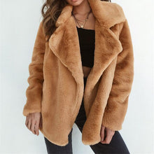 Cargar imagen en el visor de la galería, New Women Warm Autumn Fleece Fur Coat Overcoat Outwear Turn Down Collar Cardigan Loose Coats Plus Size