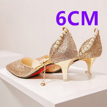 Cargar imagen en el visor de la galería, Marlisasa Women Cute Pointed Toe Golden High Heel Shoes Lady Casual Comfortable Party Shoes Sexy Wedding Silver Pumps G5452
