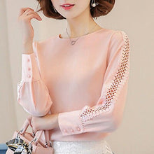 Cargar imagen en el visor de la galería, Spring Autumn New arrival Women Long Sleeve Shirt Casual Lace Floral Blouse Loose Solid Tops Shirt 6 Colors