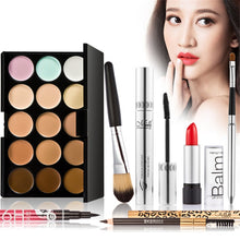 Cargar imagen en el visor de la galería, Makup set Tool Kit must have include concealer palette eyelash Eyebrow cream lipstick liquid eyeliner Mascara Foundation Brush
