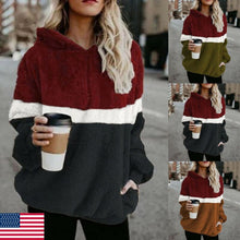 Cargar imagen en el visor de la galería, Plus SIze Winter Women  Casual Warm Long Sleeve Slim Pullover  Fluffy Fleece Pocket Hoodies Sweater Hooded Zipper Jumper Coat