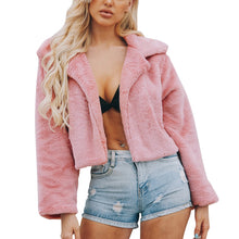 Cargar imagen en el visor de la galería, PUIMENTIUA Casual Women Faux Fur Coat Turn-down Collar Winter Women Jacket Artificial Fur Coats Cropped Outerwear Plush Overcoat