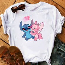 Cargar imagen en el visor de la galería, Graphic Fashion Women Cartoon T-Shirt Flying Funny Cute Lilo Stitch Tshirts Female Print Casual T Shirt Casual Tops T-shirt
